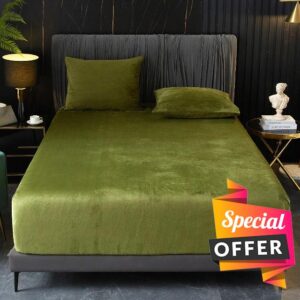Ivellow Velvet Fitted Sheet Queen Size