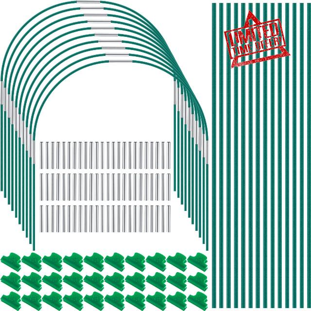 Kigley 100 Pcs 17 Inch DIY Greenhouse Hoops Grow Tunnel Plant Support Garden Stakes Garden Netting Hoops Rustproof Fiberglass Support Hoops Frame for Indoor Outdoor Plants Fruits Vegetables Raised Bed
