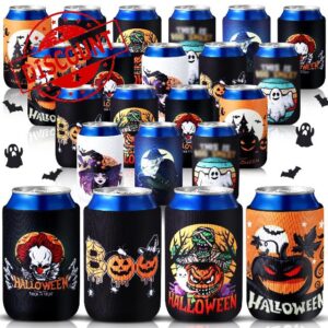 Uiifan 40 Pcs Halloween Can Cooler Sleeves Set 12 oz Skull Print Beer Can Sleeve Orange Black Neoprene Insulated Stubby Holder for Slim Cans Beverages Bottle Drink Halloween Party Decorations Supplies
