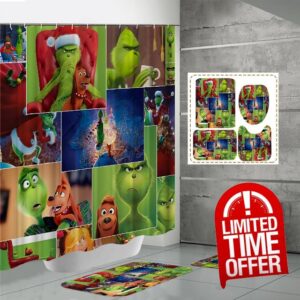 Doimck Christmas Bathroom Sets with Shower Curtain and Rugs