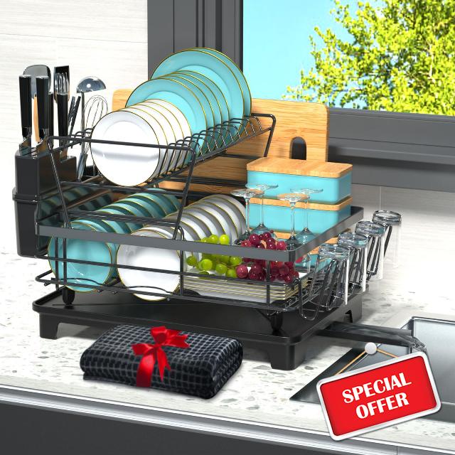 ouosawa Dish Drying Rack with Drainboard