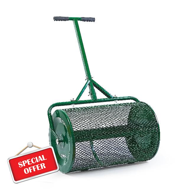 Kendiyas Compost Spreader- 24 inch Peat Moss Roller With improved T shape handle-Lawn & Garden Spreader For Top Dressing Compost