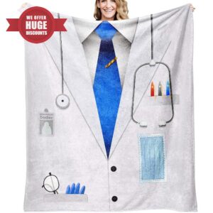 UITEVN Doctor Gifts for Women Men Appreciation Gift for Doctors White Doctor Blanket Thank You Doctor Gifts for Graduation Retirement Birthday Gifts Doctors Appreciation Gifts Throw Blanket 60" x 50"