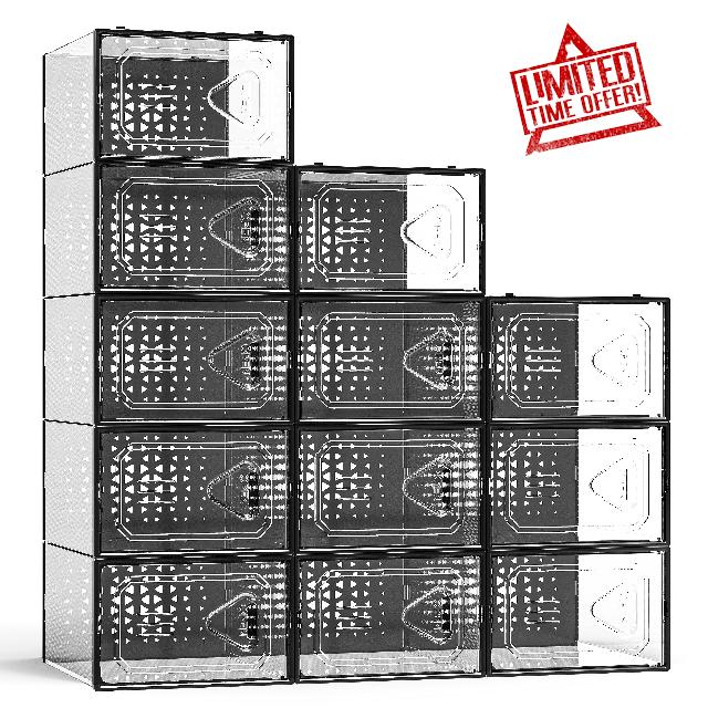 Ancofoo Large Shoe Organizer Storage Boxes
