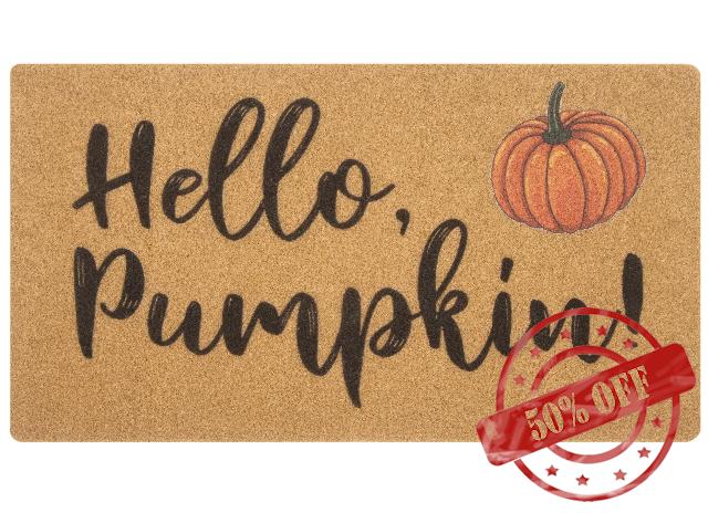 HinyBoeh Hello-Pumpkin Coir-Doormat for Outdoor-Entrance Halloween-Door-Mat with Non-Slip Backing Home Decor(30 x 17 Inches)