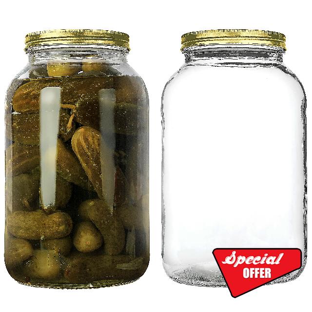 kitchentoolz 1 Gallon Glass Jar with Lid - Large Mason Jar Wide Mouth- Pickling