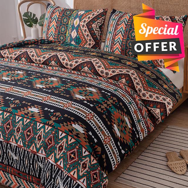 NINENINE Boho Bedding Full Western Comforter Bohemian Bedding Sets Southwestern Theme American Indian Style Bed Sets with 1 Comforter 2 Pillowcases
