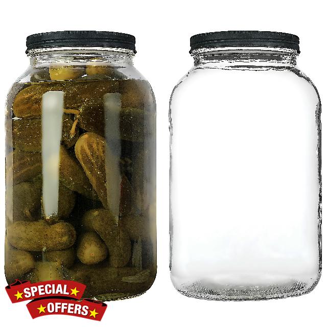 kitchentoolz 1 Gallon Glass Jar with Lid - Large Mason Jar Wide Mouth- Pickling