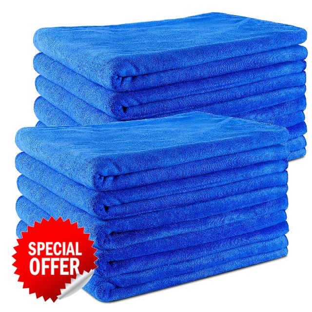 Gejoy 10 Pack Large Car Drying Towel 51" x 30" Large Absorbent Drying Towels Drying Microfiber Towel for Cars Boats Suvs car Washing