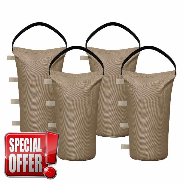 Easy-Going 4-Pack Sand Bags for Weight Sand Bags for Patio Umbrellas Sandbags for Outdoor Pop up Canopy Tent (Without Sand) Camel Premium (21.7x7.9inch)