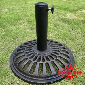 HLQMFHT 15.4Inch Diameter Heavy Duty Outdoor Patio Umbrella Stand，Cast Iron Umbrella Base（Black）
