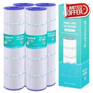 Suplaud Pool Filter Cartridge PCC105 - Replacement for Pentair CCP420 178584 Ultral-A6 Unicel C-7471 817-0106 R173576 Filbur FC-1977 570-0425-07 Pentair Clean and Clear Plus 4 x 105 sq. ft. 4 Pack