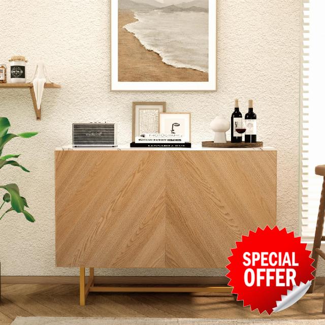 TanLife Sideboard Buffet Cabinet with 2 Chic-Designed Doors and Adjustable Shelves