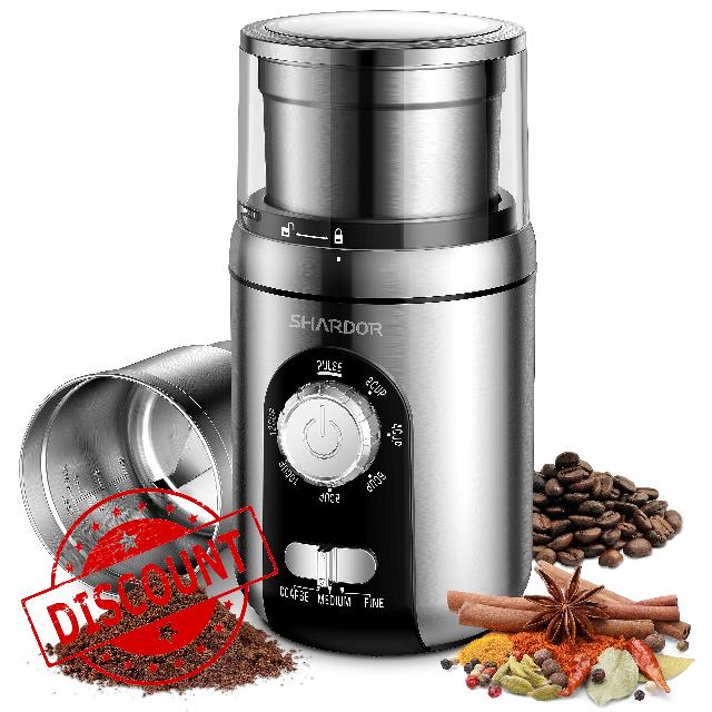 SHARDOR Adjustable 12 Cup Coffee Grinder Electric with 3 Grinding Settings