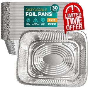 Aluminum Pans 9x13 [30 Pack] Aluminum Foil Pans Trays - Disposable Pans for Baking