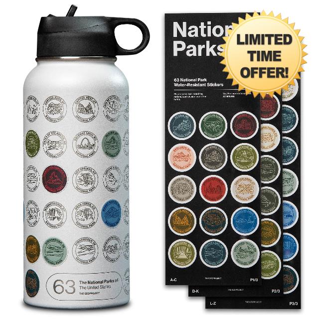 National Parks Water Bottle with Stickers