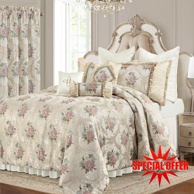 Loom and Mill 9-Piece Luxury European Floral Comforter Sets-Valencia