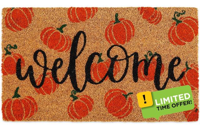 AnyDesign Fall Natural Coir Outdoor Doormat Welcome Pumpkins Door Mat Non-Slip Farmhouse Floor Mats Entrance Door Rugs for Autumn Thanksgiving Front Door Outdoor Bathroom Porch Decor
