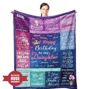 Wisegem Daughter Birthday Gifts Blanket for Girls - to My Daughter Gifts for Birthday - Happy Daughter Birthday Gift Ideas