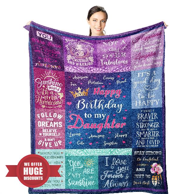 Wisegem Daughter Birthday Gifts Blanket for Girls - to My Daughter Gifts for Birthday - Happy Daughter Birthday Gift Ideas