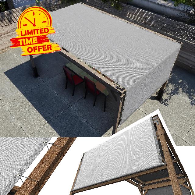 Amgo 8' W x 12' L Grey Pergola Sun Shade Canopy Replacement Cover