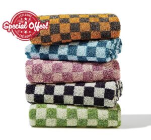 Madi-Cadi Luxurious Checkered Cotton Hand Towels Set of 5 - Soft