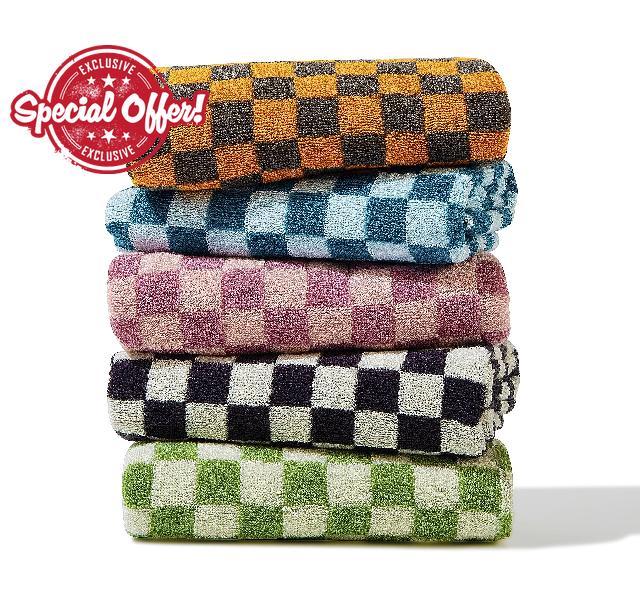 Madi-Cadi Luxurious Checkered Cotton Hand Towels Set of 5 - Soft