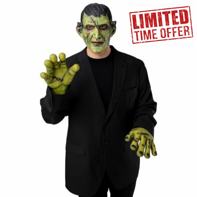 Wicked Costumes Adult Deluxe Frankie Halloween Latex Mask & Hands Se