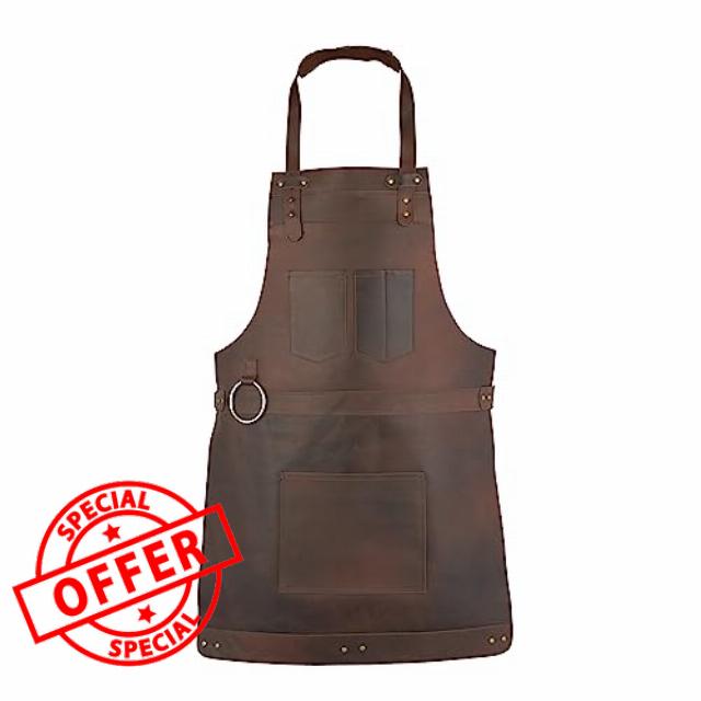 Dark Brown Full Grain Leather Apron Butcher Apron -Cook Apron -BBQ Apron -Cooking Apron - Wood work Apron - Cheff Apron - BBq Grill Gift - DIY Apron - Grill Apro