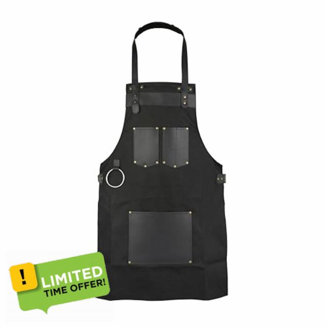 Top Grain Leather Black Canvas Apron Butcher Apron - Cook Apron - BBQ Apron - Chef Apron - DIY Apron - Woodwork Apron Gift for Him Gift for He