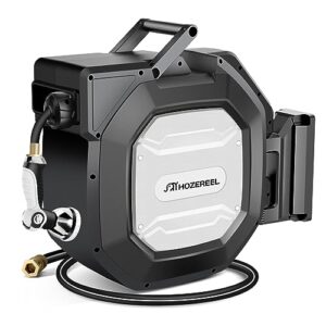 5/8" x 90 ft Garden Hose Reels Outdoor Organizer- Self Retracting Wall Mount Hose Reel Automatic Recoil Storage