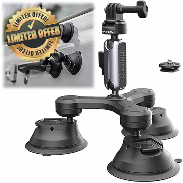 PGYTECH CapLock Three-arm Suction Mount for GoPro/OSMO Action 4/Action 3 Camera Accessories