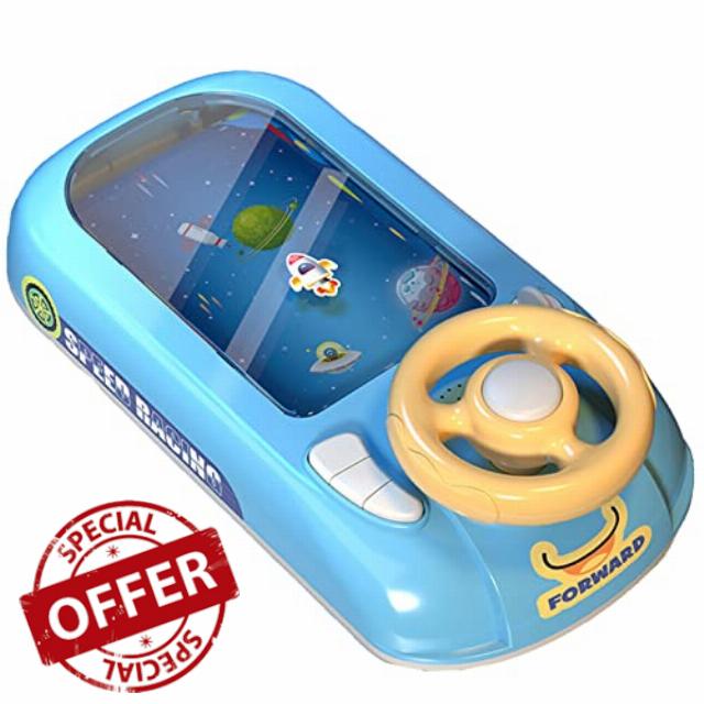 Electric Simulation Steering Wheel Toy with Sound Effects - Toddler Driving Racing Game for Boys and Girls - Educational Toy Gift for Kids and Toddlers (Spacecraft)