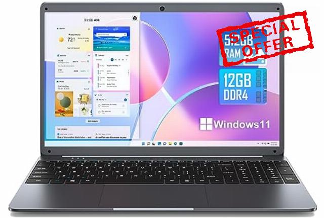 Naclud Laptop 15.6" 1080P Display Full HD Laptop 12GB RAM 512GB SSD Storage