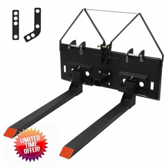 GAOMON 4 in 1 HD 1/2" Skid Steer Mount Plate with 48" Pallet Fork Blades 4000lbs
