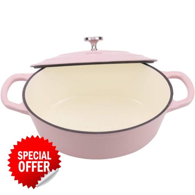Pumpkin Pot Enameled Cast, Dutch Oven with Lid 28cm Oval Cast Iron Stew Pot Multi-Functional Enamel Casserole Dish Non-Stick Fryin Roasting Pinkte (Color : Pink)