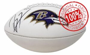Ray Lewis Signed Baltimore Ravens Logo Football JSA WIT087115 - Autographed Footballs