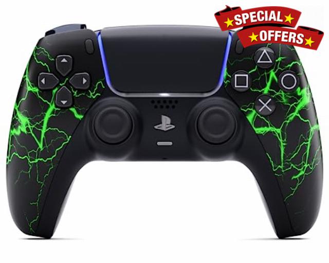 AimControllers PRO Controller compatible with PS5 Console & PC | Custommade Wireless Gaming Controller with 4 Back Remappable Paddles | Gaming Accessories Electronics (Green Storm)