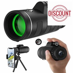 JiaSifu 40x60 High Definition Monocular Telescope with Smartphone Adapter