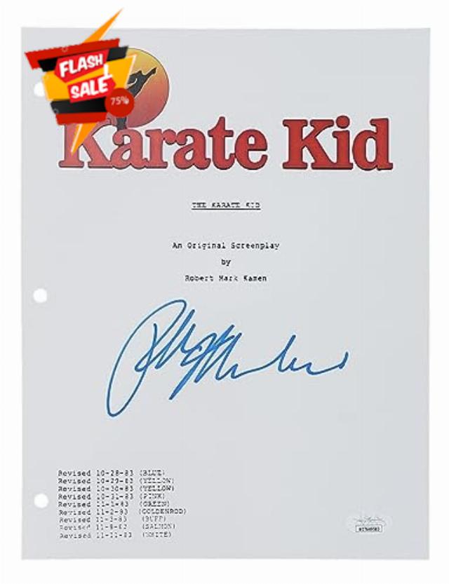 Ralph Macchio Signed In Blue Karate Kid Movie Script JSA ITP