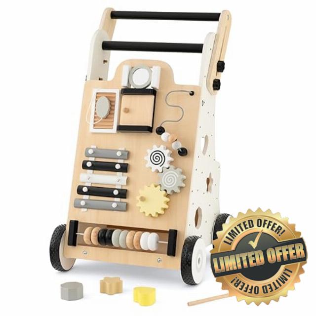 COSTWAY Wooden Baby Walker
