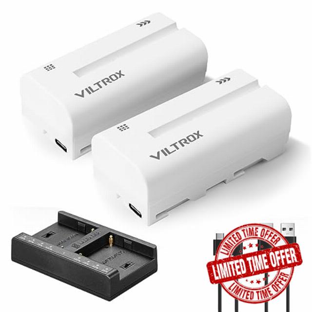VILTROX Batteries NP-F550 Replacement Battery 2 pcs Battery and Dual USB-C Charger