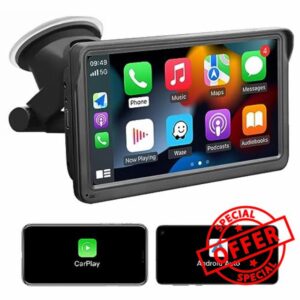 AUTOabc Wireless CarPlay/Android Auto Touch Screen Car Radio Portable Dash Mount Adapter Navigation/Mirror/Link HD LRV/FM/AM/Voice Control 7-inch Scree