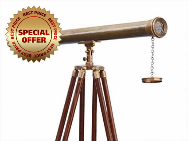 MARY NAUTICAL- Vintage Brass Telescope with Best DF Lens and Adjustable Tripod Stand Makes it Perfect Spyglass for Kids and Beginners
