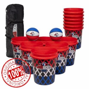 Battle Buckets Giant Yard Pong X Basket Ball Game with Durable Balls and Buckets - Outdoor Game for Lawn