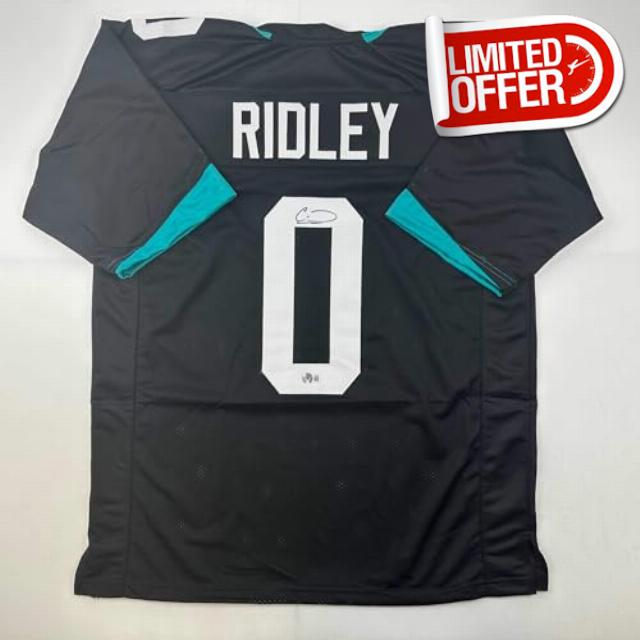 Autographed/Signed Calvin Ridley Jacksonville Black Football Jersey Beckett BAS COA