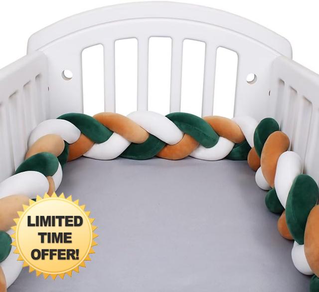 ROVIES 3 Shares Braided Cot Bumper Cushion Soft Knot Pillow Cot
