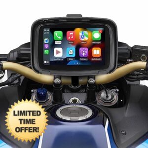 CARabc 5" IPS Touch Screen Portable Apple Carplay Screen for Motorcycle Wireless Apple Car Play & Wireless Android Auto GPS Navigation for Motorcycle IPX7 Waterproof Support Siri/Google Assistant
