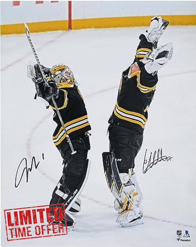 Linus Ullmark and Jeremy Swayman Boston Bruins Autographed 16" x 20" Winter Classic Photograph - Autographed NHL Photos