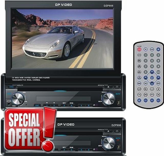 DP Audio Video DZP906 7.0-Inch Single Din Touch Screen DVD Receiver